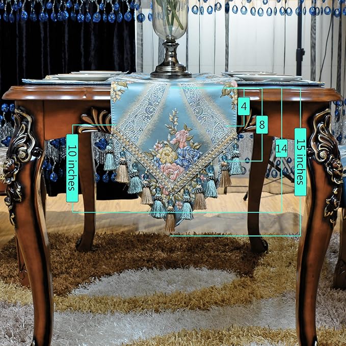 Extra Luxury Velvet Blue Table Runner 72 Inches Long - Image 2