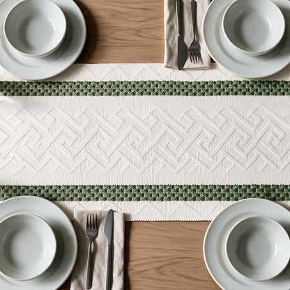 Artoid Mode Emerald Stripe Woven Rustic Table Runner 12x72 Inch | Holiday - Image 5