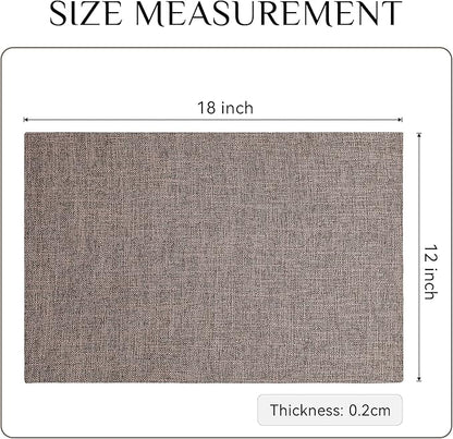 Softalker Faux Linen Placemats Set of 6-12 x 18 Inch, Heat Resistant Double Layered Durable Burlap Farmhouse Place Mats, Non-Slip Washable Rustic Table Mats for Dining, Kitchen, Party,Natural Linen