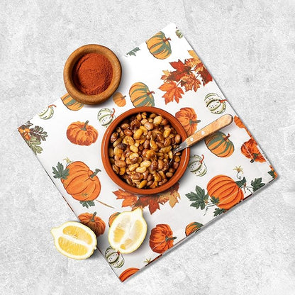 Urban Villa Christmas Napkins Pumpkin Print Cloth Napkins Set of 12 Premium Quality Dinner Napkins Cotton Oversized 20X20 in Cloth Napkins with Mitered Corners Ultra Soft Quality Dinner Napkins