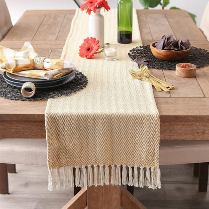 DII Woven Basic Tabletop Collection, Chevron Table Runner, Honey Gold - Image 2
