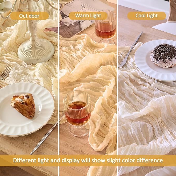 6 Pack Beige Cheese Cloth Table Runner 120 Inch Boho Rustic Gauze 10 FT - Image 3