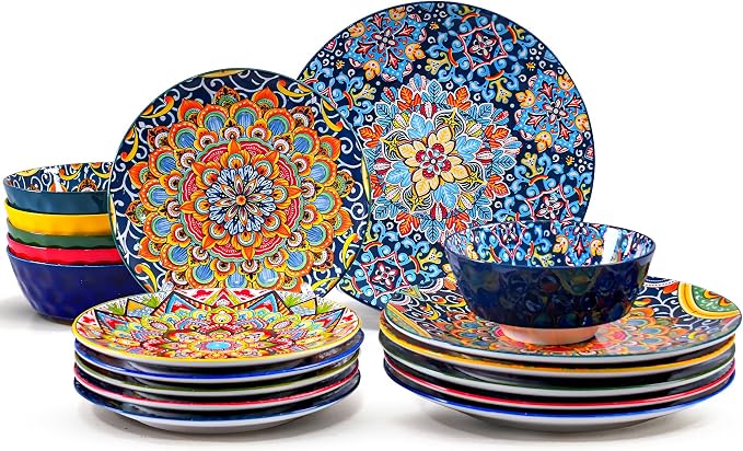 18 Pieces Dinnerware Sets, Porcelain Dishes Set by Romatlink