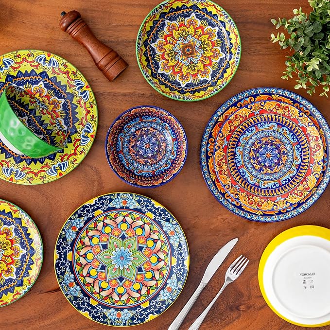 vancasso 16 Pieces Plates and Bowls Set, Bohemian Style Dinnerware Sets Service - Image 7