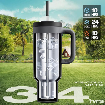 POWCAN 50 oz Tumbler with Handle, 2-in-1 Straw and Sip Lid, Dishwasher Safe - Image 2