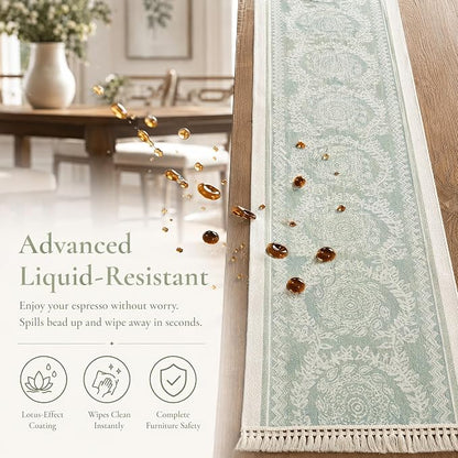 14x107 Medallion Table Runner Waterproof Rustic Farmhouse Macrame | Planning a - Image 2