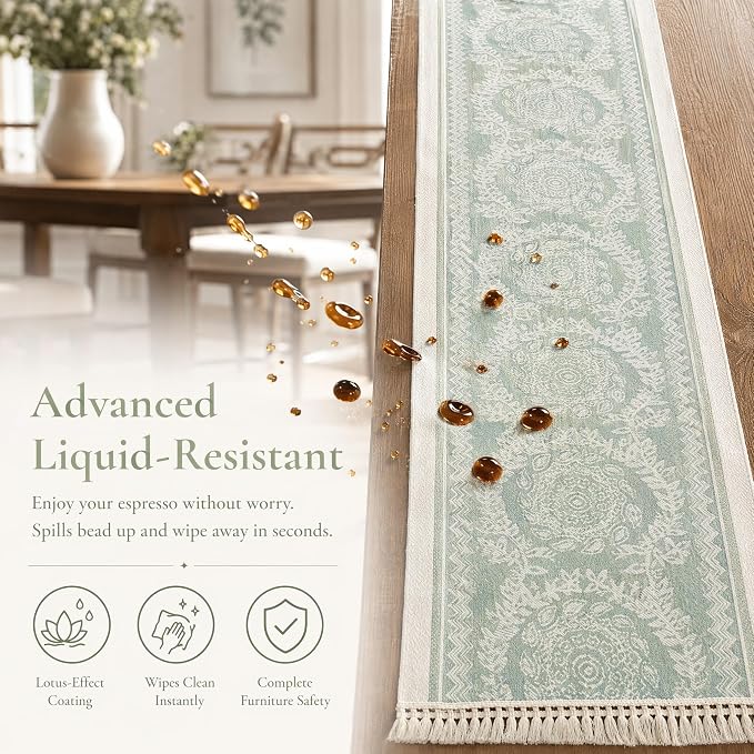 14x83 Medallion Table Runner Waterproof Rustic Farmhouse Macrame | Hosting a - Image 2