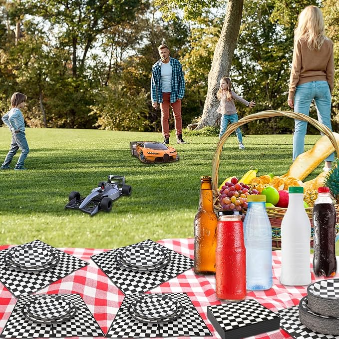 180Pcs Race Car Party Supplies Paper Plates and Napkins Serve 60 | Disposable - Image 8