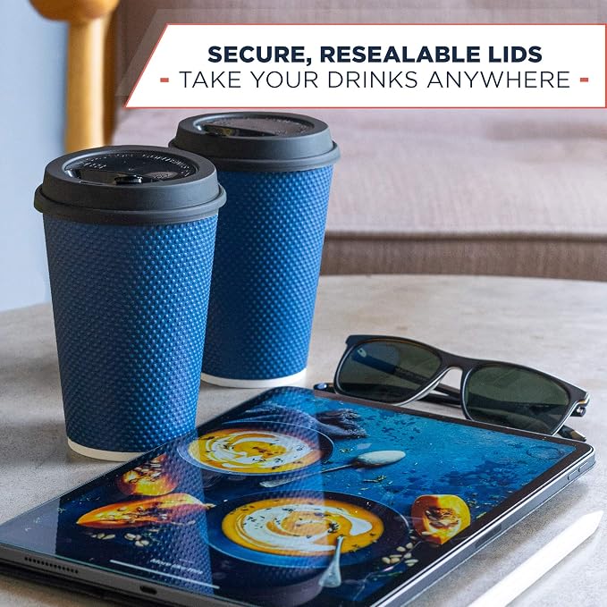 Disposable Coffee Cups With Lids - 12 oz Togo Coffee Cup With Lid. To go Travel - Image 3