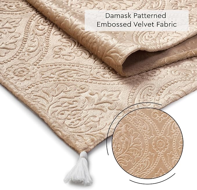 Encasa XO Table Runner, Embossed Velvet, Elegant 13"x72" | Beige, 175 GSM - Image 5