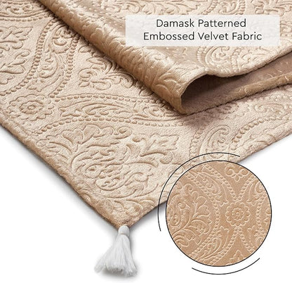 Encasa XO Table Runner, Embossed Velvet, Elegant 13"x72" | Beige, 175 GSM - Image 5