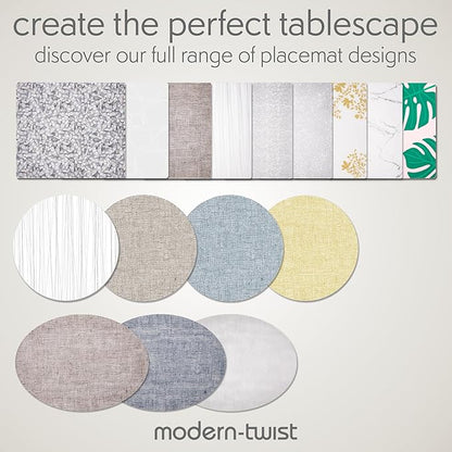 Modern Twist Placemat 100% Food-Grade Silicone, Oval, Waterproof and Reusable, Linen – Straw