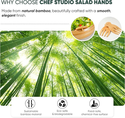 Bamboo Salad Hands Wooden Salad Serving Utensils – Natural Wood Salad Servers - Image 5
