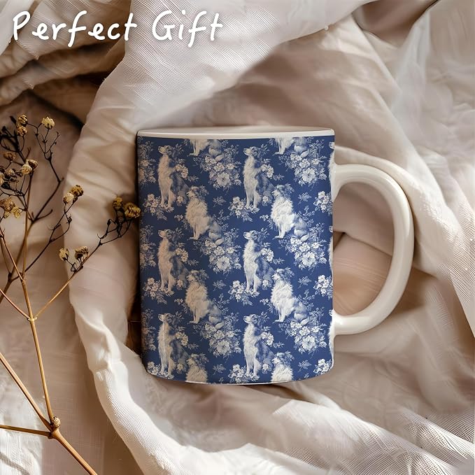 Blue Chinoiserie Border Collie Mug, Border Collie Gifts, Toile de Jouy French - Image 5
