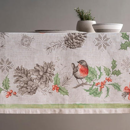 Maison d' Hermine Table Cloth Rectangle Table 100% Cotton 70 x 90 Inches Fall Tablecloth Reusable Everyday Use for Thanksgiving Christmas Decorations Dining Farmhouse Party (Christmas Dew)