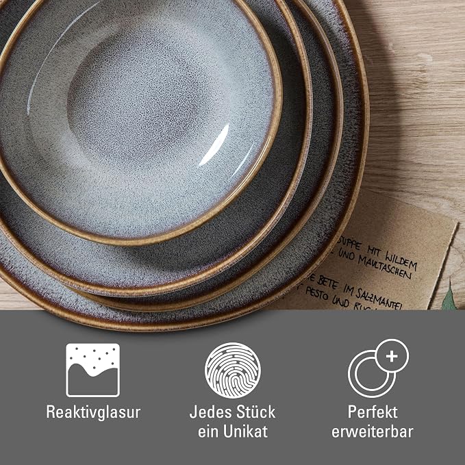 Villeroy & Boch Lave Beige Breakfast Plate, Stylish Stoneware Plate - Image 4