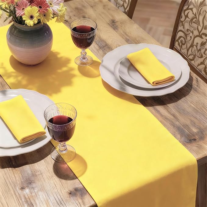 MEANMOY Yellow Table Runner 72 Inches Long Waterproof Table Runners | Washable - Image 6