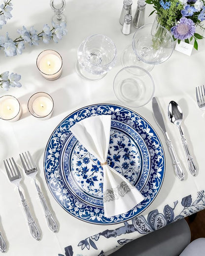 Blue Plastic Plates, Fancy Disposable Pates, 10.25" dinner & 7.5" dessert plates - Image 3
