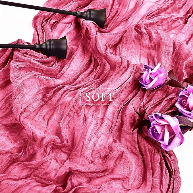 12 Pieces Hot Pink Cheesecloth Table Runners 10FT Gauze Fabric Runner - Image 4