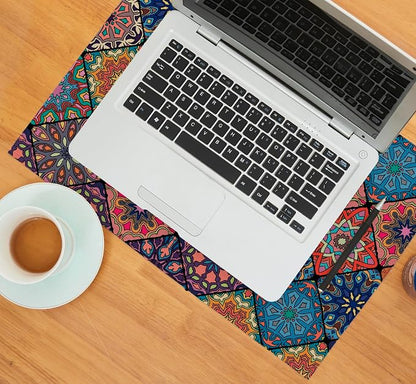 Boho Bohemian Placemats Set of 4, Line Table Mats | Vibrant Mosaic Print - Image 4