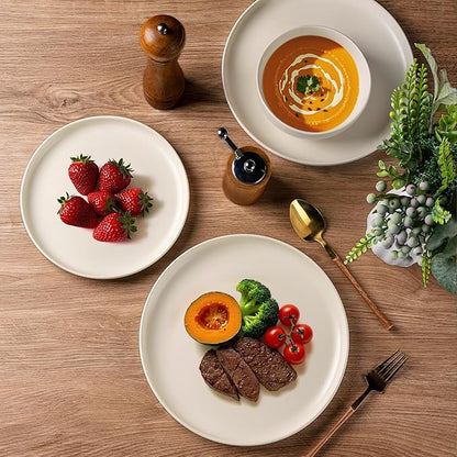 AmorArc Ceramic Dinnerware Sets, Wavy Rim Stoneware Plates and Bowls Sets,Dishwasher & Microwave & Oven Safe Dishes set, Service for 6 (18pc)