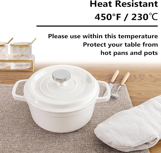 Home Brilliant Linen Placemats Set of 8 Heat Resistant Dining Table Cloth Place Mats Kitchen Table Mats Placemats Table Decor, Natural Linen