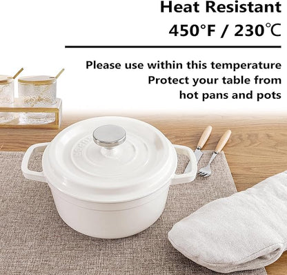 Home Brilliant Fabric Cotton Placemats Set of 6 Heat Resistant Dining Table Place Mats Kitchen Table Mats, Natural Linen
