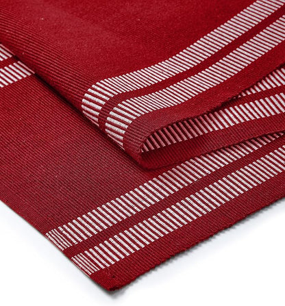Encasa XO Table Runner, Yarn Dyed Ribbed Cotton 13"x72" | Ladder Red, 12-Ply - Image 5