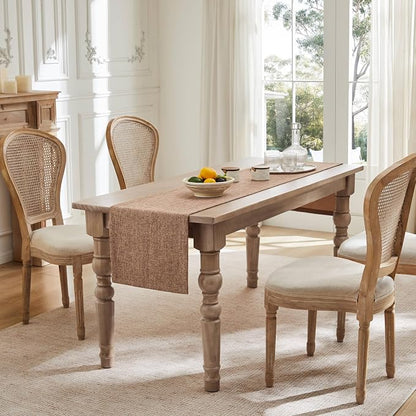 Burlap Style Farmhouse Table Runner, 14x90 Inches Brown | Thick Durable Fabric - Image 3