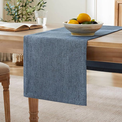 Burlap Style Farmhouse Table Runner, 14x36 Inches Blue | Thick Durable Fabric by ZEEMARTONLINE