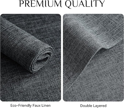Softalker Faux Linen Placemats Set of 4-12 x 18 Inch, Heat Resistant Double Layered Durable Burlap Farmhouse Place Mats, Non-Slip Washable Rustic Table Mats for Dining, Kitchen, Party（Dark Grey