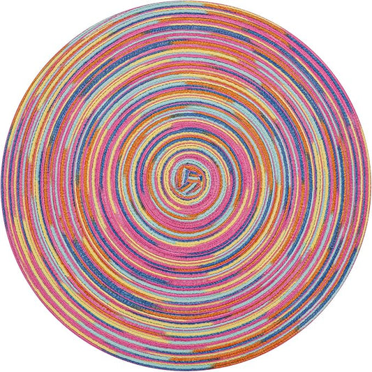 SHACOS 15 inch Round Placemats Set of 6 Variegated Multicolor Place Mats Cotton by SHACOS