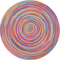 SHACOS 15 inch Round Placemats Set of 6 Variegated Multicolor Place Mats Cotton Polyester Braided Non Slip Washable Heat Resistant Table Mats for Home Wedding Dinner Party Table Decor, Rainbow Pink