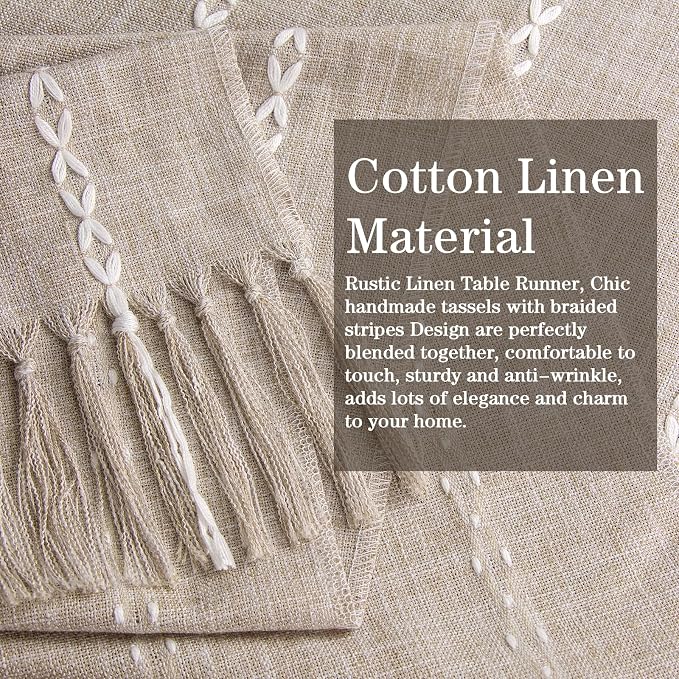 Coffee Table Runner 15x 48 inches Long, Wide Farmhouse Neutral Table Cover Short - Image 3