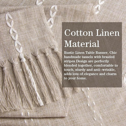 Coffee Table Runner 15x 48 inches Long, Wide Farmhouse Neutral Table Cover Short - Image 3