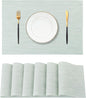 Leetaltree Mint Cream Placemats Set of 6 - Heat Resistant Non-Slip Place mats for Dining Table, Washable Durable PVC Vinyl Woven Table Mats（Mint Cream, 6）