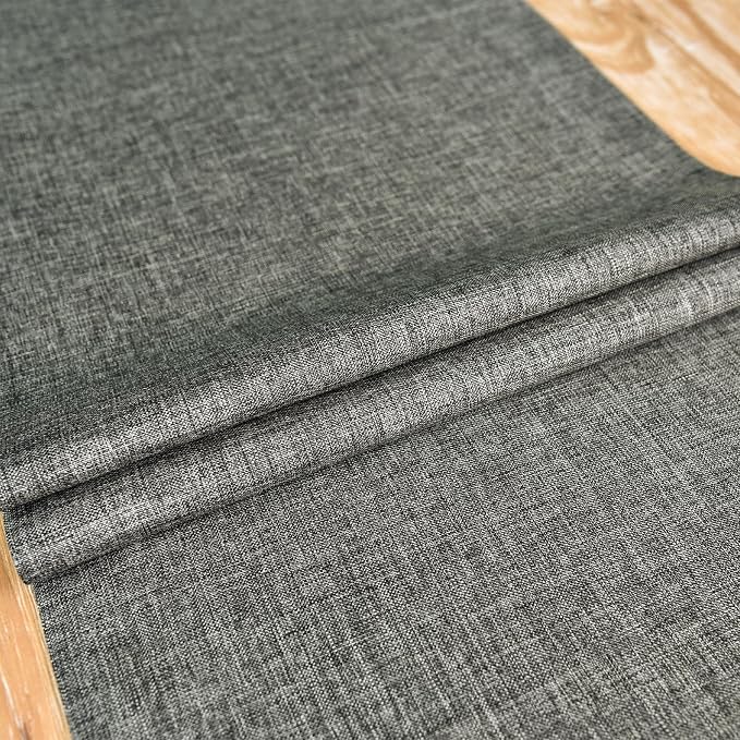 NEWISHER Farmhouse Rustic Faux Linen Dark Grey Table Runner 13x36inch | Dark - Image 5