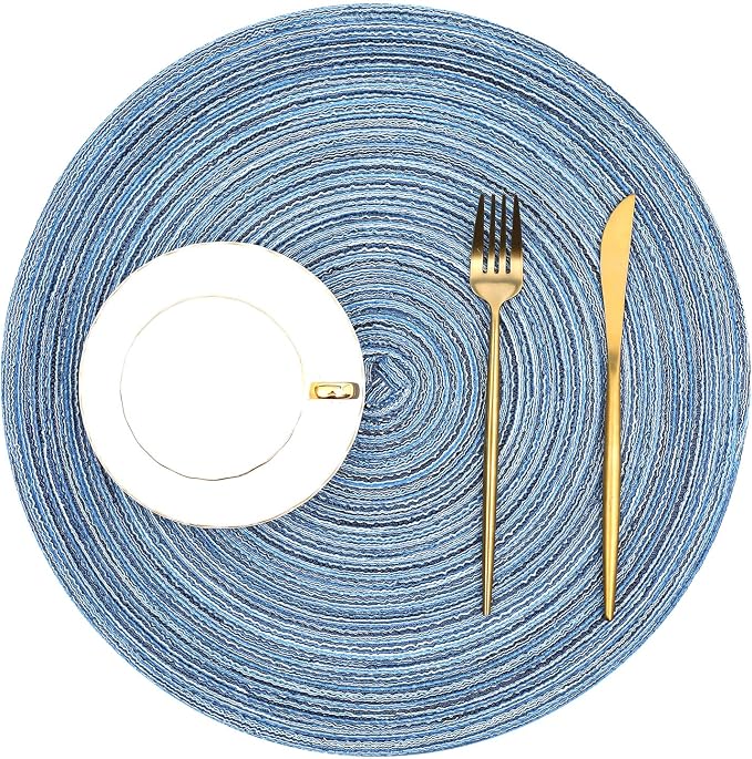 SHACOS Round Braided Placemats Set of 12 Circle Place Mats Cotton Polyester - Image 9