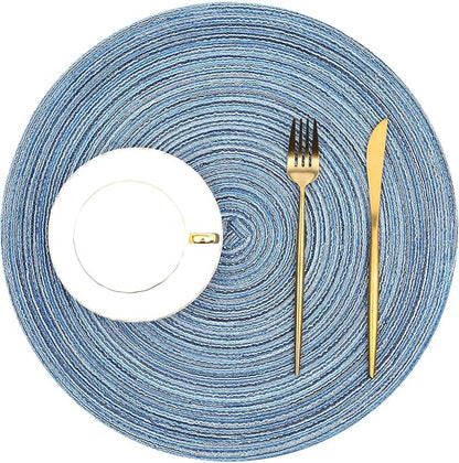 SHACOS Round Braided Placemats Set of 12 Circle Place Mats Cotton Polyester - Image 9