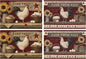 Vintage Rooster Placemats Set of 4 Washable Table Place Mats for Dining Kitchen Party Decor
