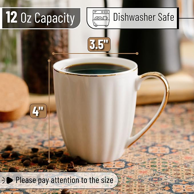 BTaT- White Porcelain Coffee Mug Set, 6 Pack - Image 3