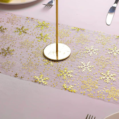 Snowkingdom 2 Pcs Christmas Snowflake Gold Table Runner Sparkly Golden Metallic - Image 5