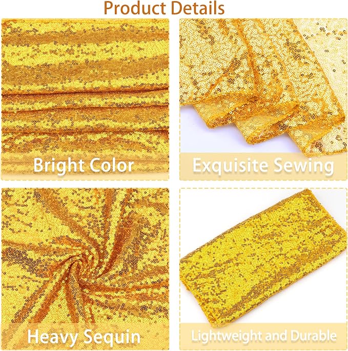 12 Packs 12 X 108 Inch Gold Sequin Table Runner Glitter Dining Table Runner - Image 4