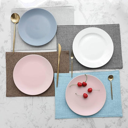 Home Brilliant Cloth Placemats Set of 8 for Holiday Dinner Linen Placemat Heat Resistant Dining Table Place Mats for Kitchen Table, 13 x 19 inches, Teal