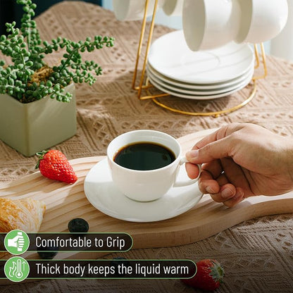 BTaT- Cappuccino Cups with Saucers 7 oz, Au Lait, Flat White, Dishwasher - Image 6