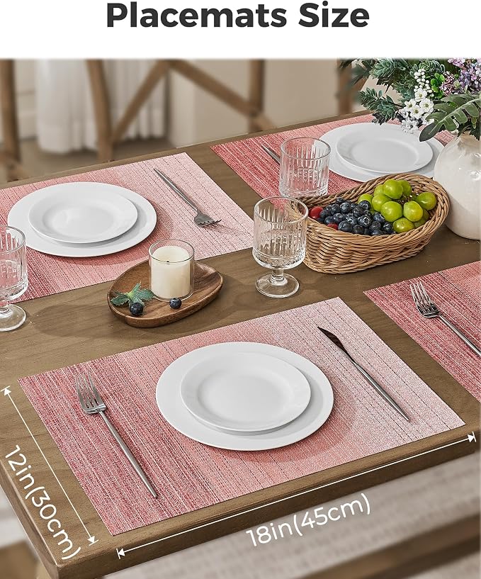 Leetaltree Gradient Pink Woven Placemats Set of 6 - Image 3