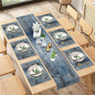 Table Runner and Placemats Set of 6, Vintage Blue Gray Art | Abstract Farmhouse by ArtSocket