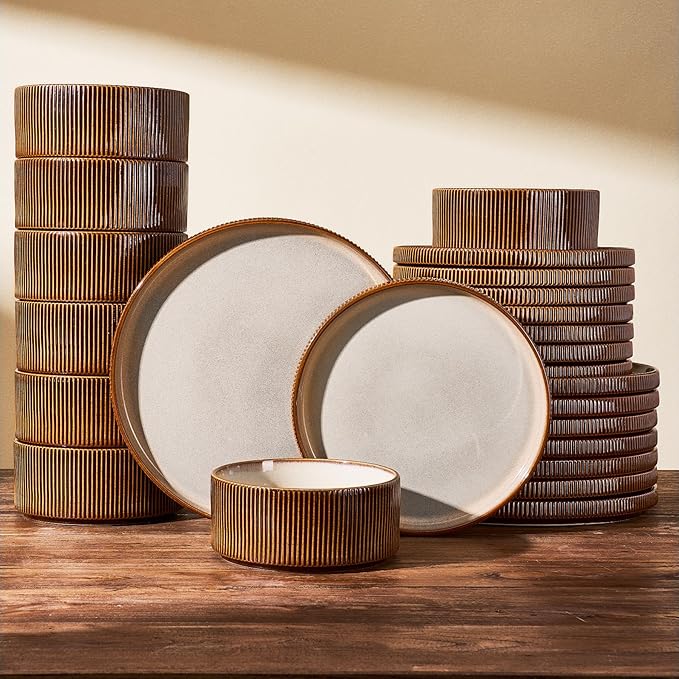 Stoneware Dinnerware Sets, Reactive Glaze Dishes Set by FamiwarePremium