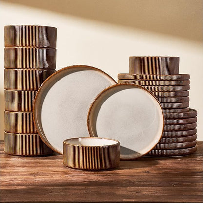 Stoneware Dinnerware Sets, Reactive Glaze Dishes Set by FamiwarePremium