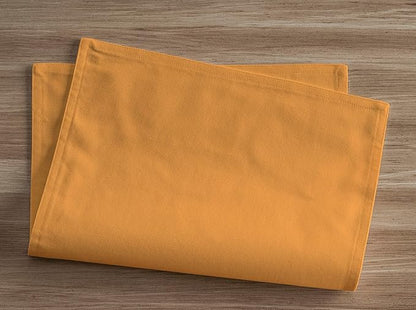 Calicot Placemats Set of 6 100% Cotton Washable Cloth Place Mats, Reusable Table Mats for Spring/Summer & Thanksgiving Christmas Decorations Kitchen Dining Party Wedding (Apricot Yellow, 13" x 19")